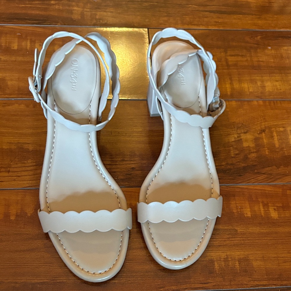 Elegant Cream Scalloped Sandals